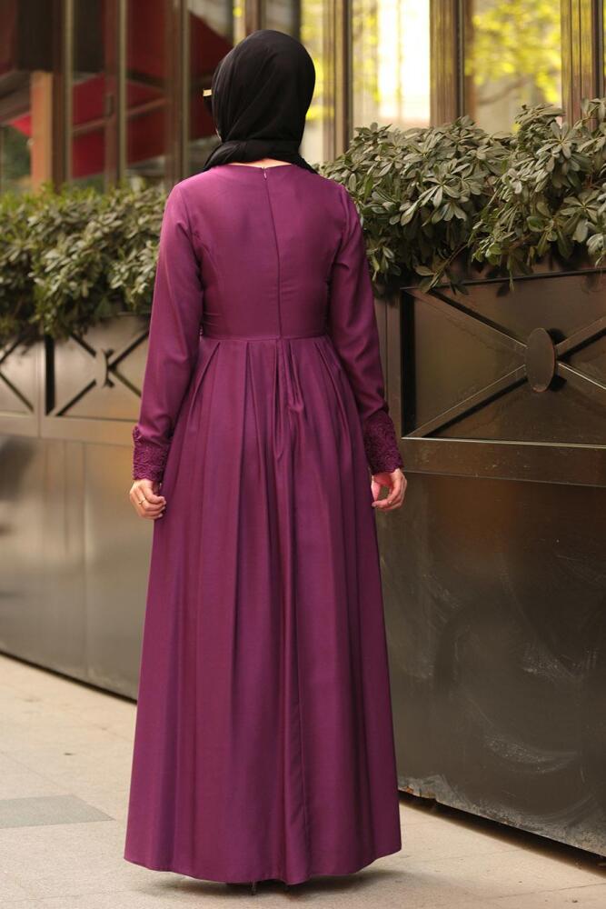 Violet Foncé - Nayla Collection - Robe Hijab 42370MU - 2