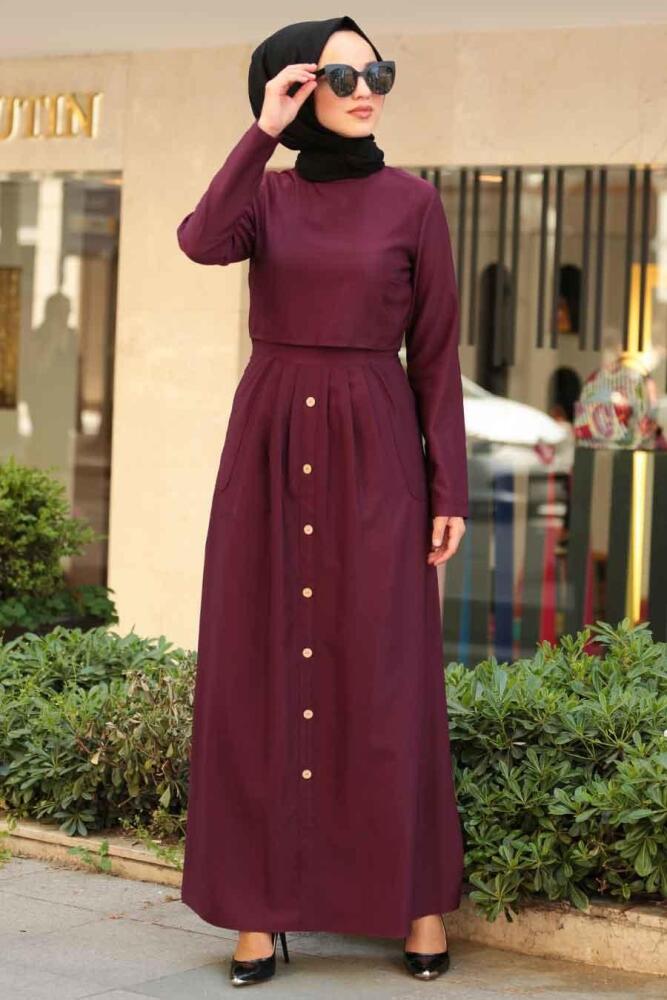 Violet Foncé - Nayla Collection - Robe Hijab - 4275MU - 1