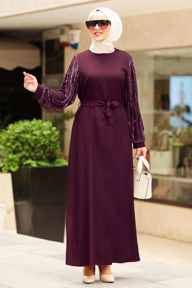 Violet Foncé - Nayla Collection - Robe Hijab - 5010MU - 1