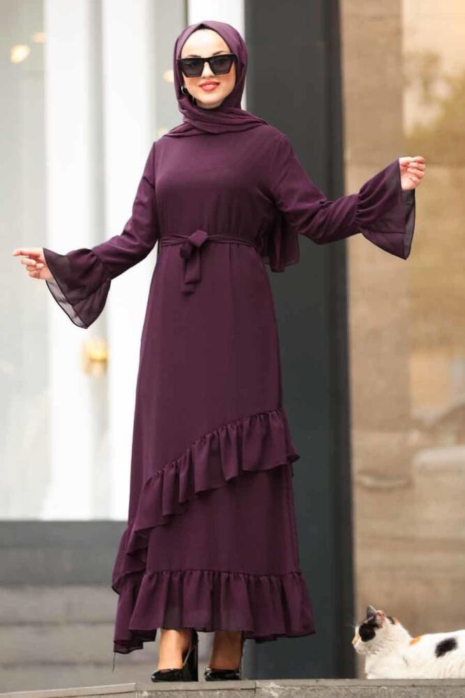 Violet Foncé - Nayla Collection - Robe Hijab - 50202MU - 1