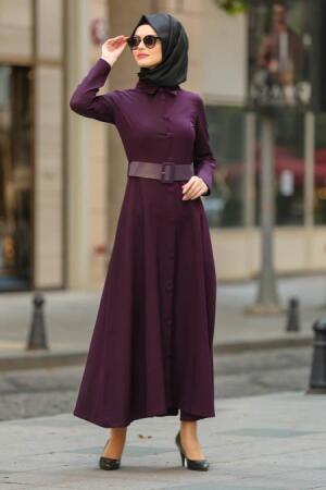 Violet Foncé - Nayla Collection Robe Hijab 5124MU - 1