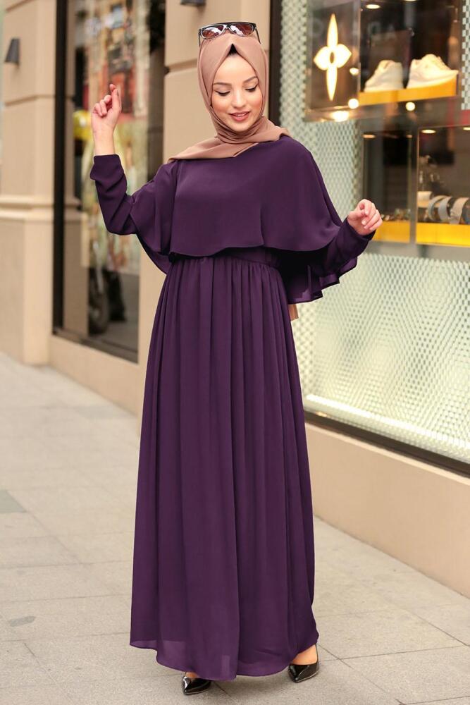 Violet Foncé - Nayla Collection - Robe Hijab 6124MU - 1
