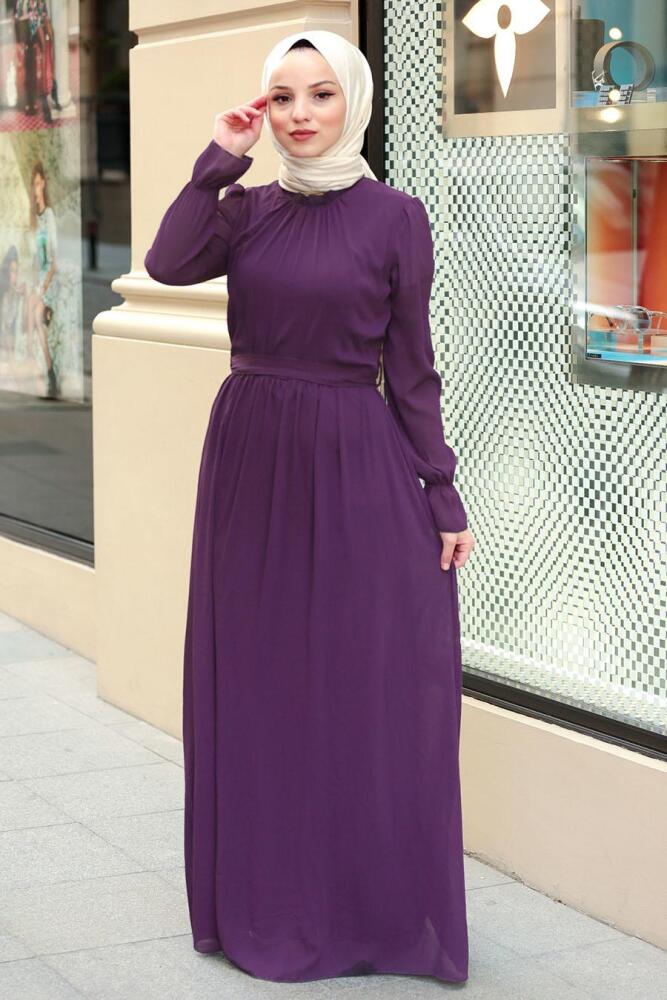 Violet Foncé - Nayla Collection - Robe Hijab 6125MU - 1