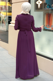 Violet Foncé - Nayla Collection - Robe Hijab 6125MU - Thumbnail