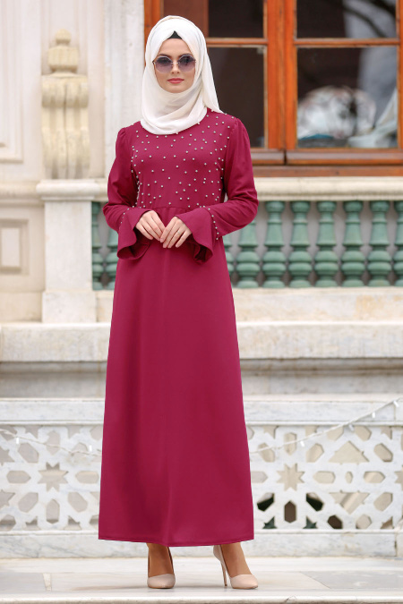 Violet Foncé - Nayla Collection - Robe Hijab 74760MU