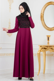 Violet Foncé - Nayla Collection - robe hijab 79270MU - Thumbnail