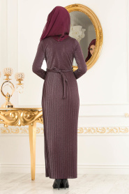 Violet Foncé - Nayla Collection - Robe Hijab 8244MU - Thumbnail