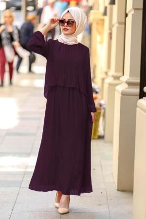 Violet Foncé - Nayla Collection -Robe Hijab 9103MU - 1