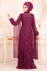 Violet Foncé - Nayla Collection - Robes de Soirée 40180MU - Thumbnail