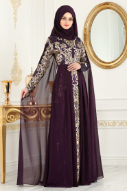 Violet Foncé - Nayla Collection - Robes de Soirée 8078MU - Thumbnail