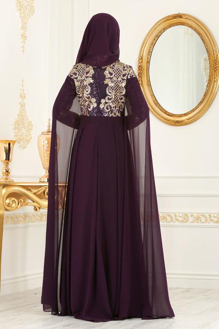 Violet Foncé - Nayla Collection - Robes de Soirée 8078MU - 2