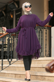 Violet Foncé- Nayla Collection - Tunique Hijab 2085MU - Thumbnail