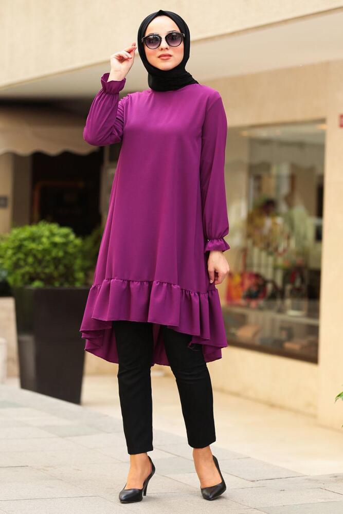 Violet Foncé- Nayla Collection - Tunique Hijab 22230MU - 1