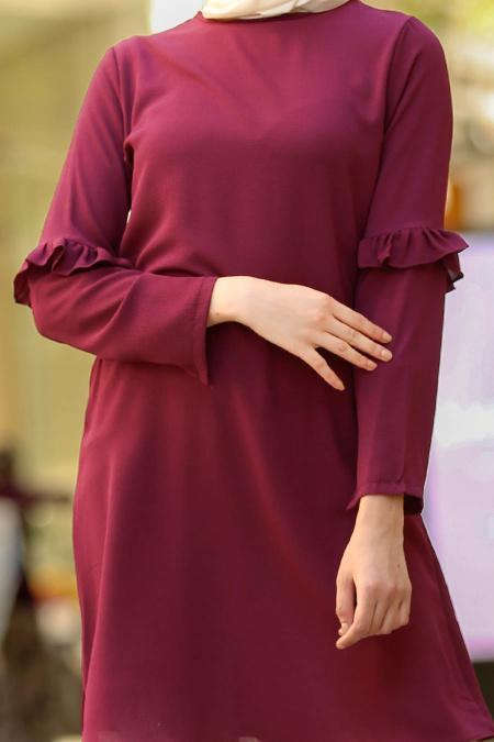 Violet Foncé- Nayla Collection - Tunique Hijab 30110MU - 3