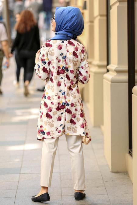 Violet Foncé - Nayla Collection Tunique Hijab 30613MU - 2