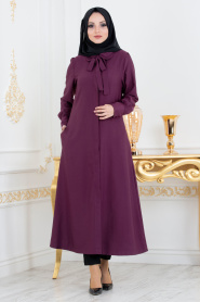 Violet Foncé - Nayla Collection - Tunique Hijab 51181MU - Thumbnail