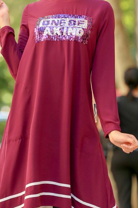Violet Foncé- Nayla Collection - Tunique Hijab 53610MU - 3