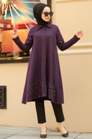 Violet Foncé - Nayla Collection - Tunique Hijab 5458MU - Thumbnail