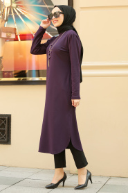 Violet Foncé - Nayla Collection - Tunique Hijab 5464MU - Thumbnail