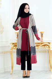 Violet Foncé - Nayla Collection - Tunique Hijab 77580MU - Thumbnail