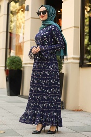 violet foncé - Neva Style - Robe Hijab - 1393MRC - Thumbnail