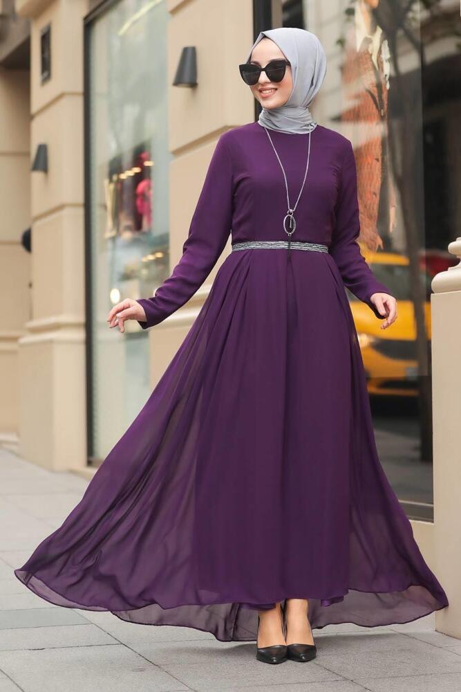 Violet Fonc Neva Style Robe Hijab 51231MU Tesetturisland