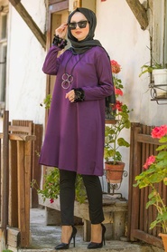Violet Foncé - Neva Style - Tunique Hijab - 33470MU - Thumbnail