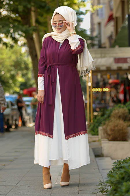 Violet Foncé - New Kenza - Combination Hijab 5112MU