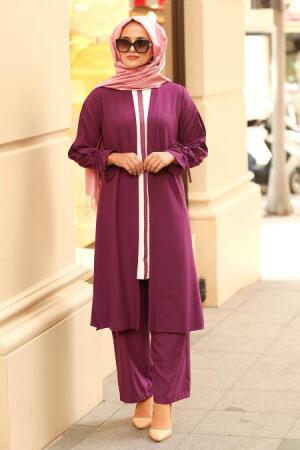  Violet Foncé - New Kenza - Combination Hijab 5126MU - 1