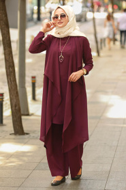 Violet Foncé- New Kenza - Robe Hijab 51131MU - Thumbnail