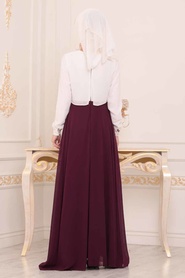 Violet Foncé - Tesettürlü Abiye Elbise - Robe de Soirée Hijab - 86590MU - Thumbnail