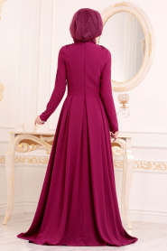 Violet Foncé - Tesettürlü Abiye Elbise - Robes de Soirée 2031MU - Thumbnail