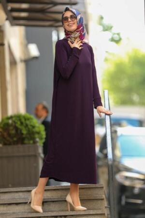  Violet- Nayla Collection -robe hijab 9104MOR - 1