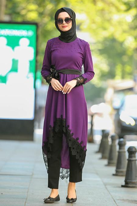 Violet - Nayla Collection - Tunique Hijab 40490MOR - 2