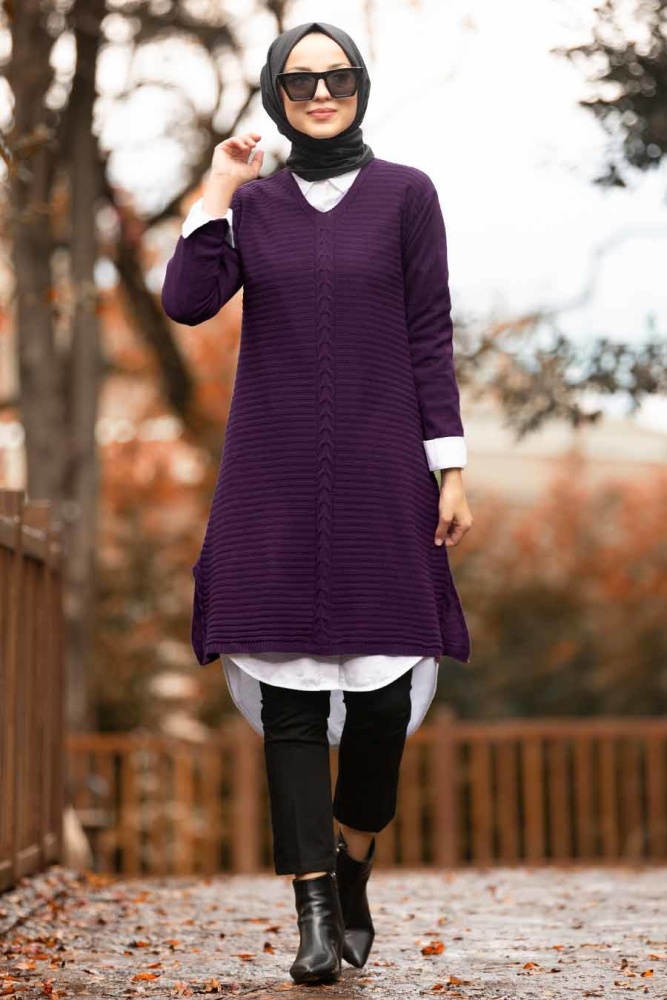 Violet - Nayla Collection - Tunique Tricot Hijab 2102MOR - 1