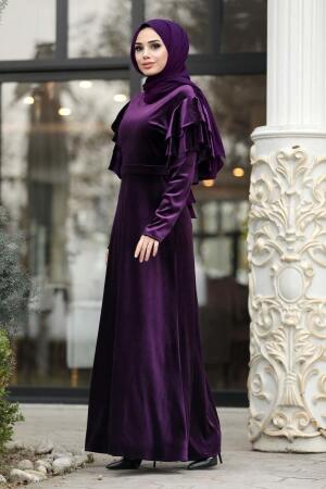 Violet - Neva Style - Robe En Velours Hijab - 1456MOR - 1