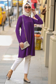 Violet- Puane - Tunique Hijab 7137MOR - Thumbnail
