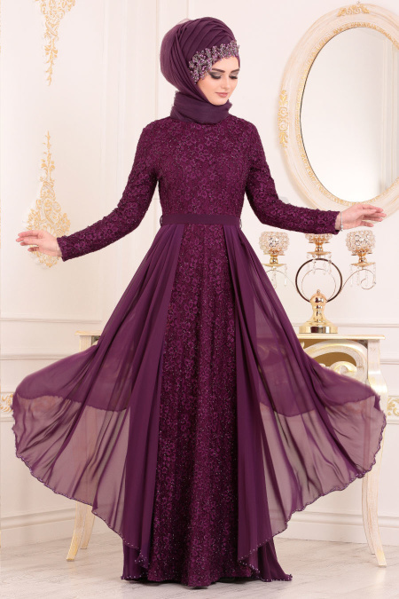 Violet - Tesettürlü Abiye Elbise - Robe de Soirée 3308MOR