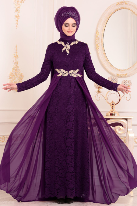 Violet - Tesettürlü Abiye Elbise - Robe de Soirée 8110MOR