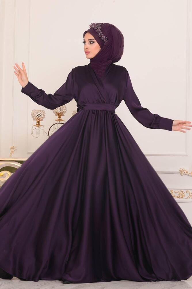 Violet - Tesettürlü Abiye Elbise - Robe de Soirée Hijab - 1418MOR - 1
