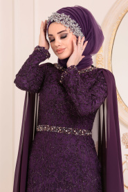 Violet - Tesettürlü Abiye Elbise - Robe de Soirée Hijab 18440MOR - Thumbnail