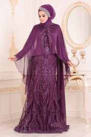 Violet - Tesettürlü Abiye Elbise - Robe de Soirée Hijab 18710MOR - Thumbnail