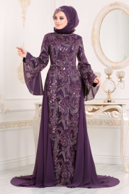 Violet - Tesettürlü Abiye Elbise - Robe de Soirée Hijab 1931MOR - Thumbnail