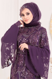 Violet - Tesettürlü Abiye Elbise - Robe de Soirée Hijab 1931MOR - Thumbnail