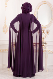 Violet-Tesettürlü Abiye Elbise -Robe de Soirée Hijab 20710MOR - Thumbnail