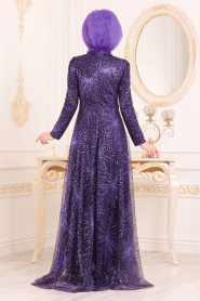 Violet - Tesettürlü Abiye Elbise - Robe de Soirée Hijab 20721MOR - Thumbnail