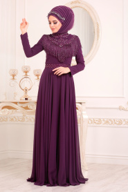 Violet - Tesettürlü Abiye Elbise - Robe de Soirée Hijab - 20901MOR - Thumbnail