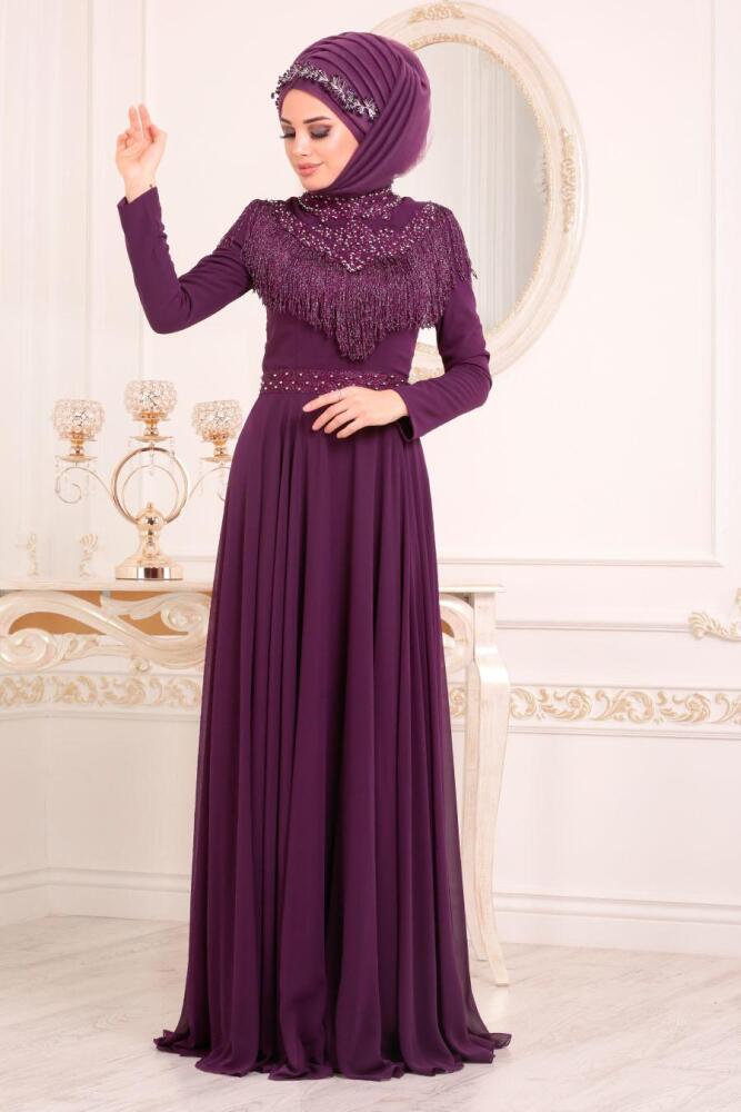 Violet - Tesettürlü Abiye Elbise - Robe de Soirée Hijab - 20901MOR - 1