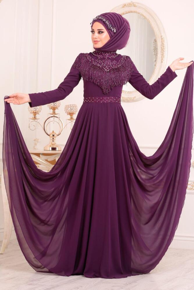 Violet - Tesettürlü Abiye Elbise - Robe de Soirée Hijab - 20901MOR - 3