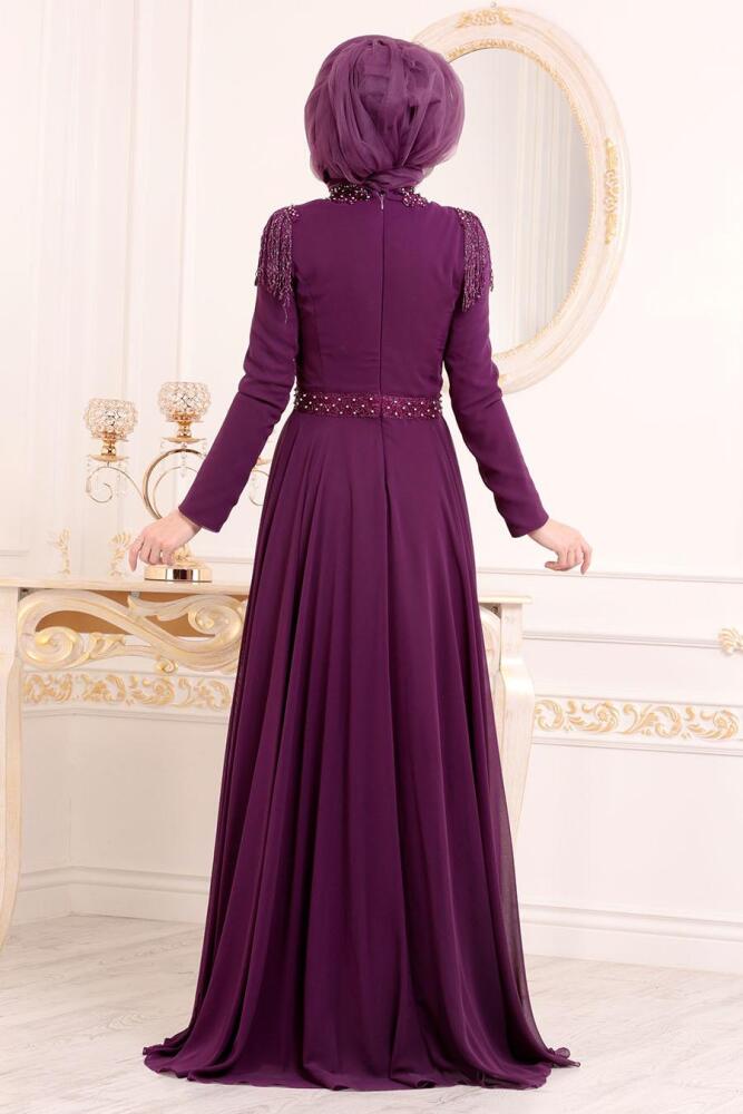 Violet - Tesettürlü Abiye Elbise - Robe de Soirée Hijab - 20901MOR - 4